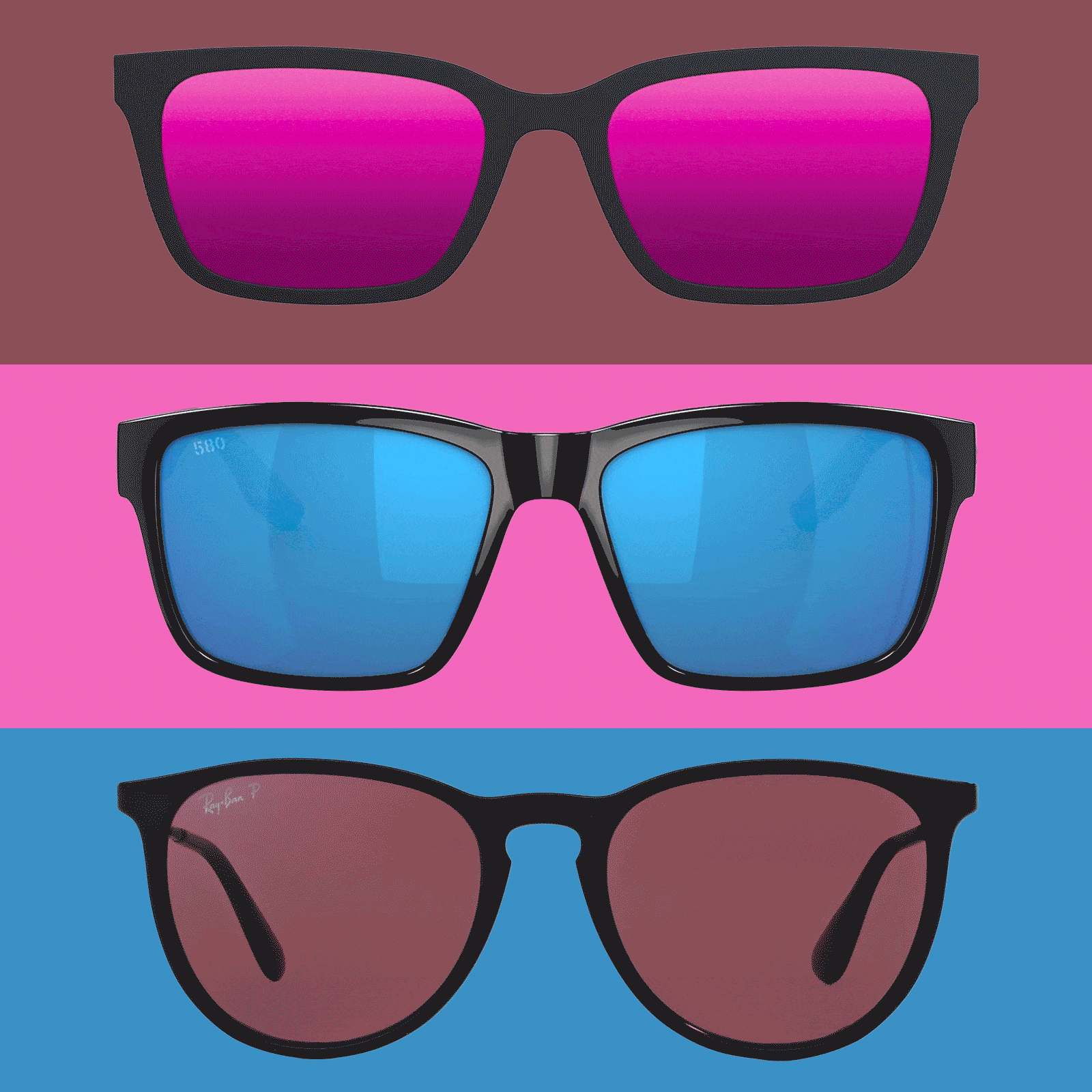 3 pairs of Polarized Sunglasses shining
