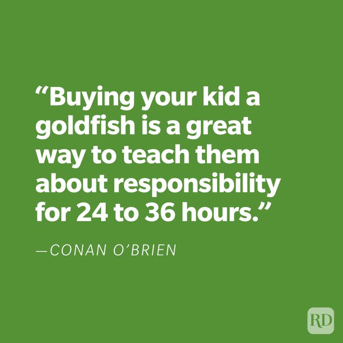 "Buying your kid a goldfish is a great way to teach them about responsibility for 24 to 36 hours." —Conan O'Brien 