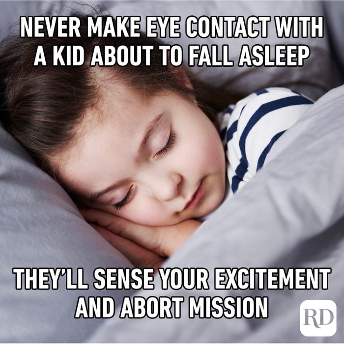Child sleeping MEME TEXT: Never make eye contact with a kid about to fall asleep they'll sense your excitement and abort mission
