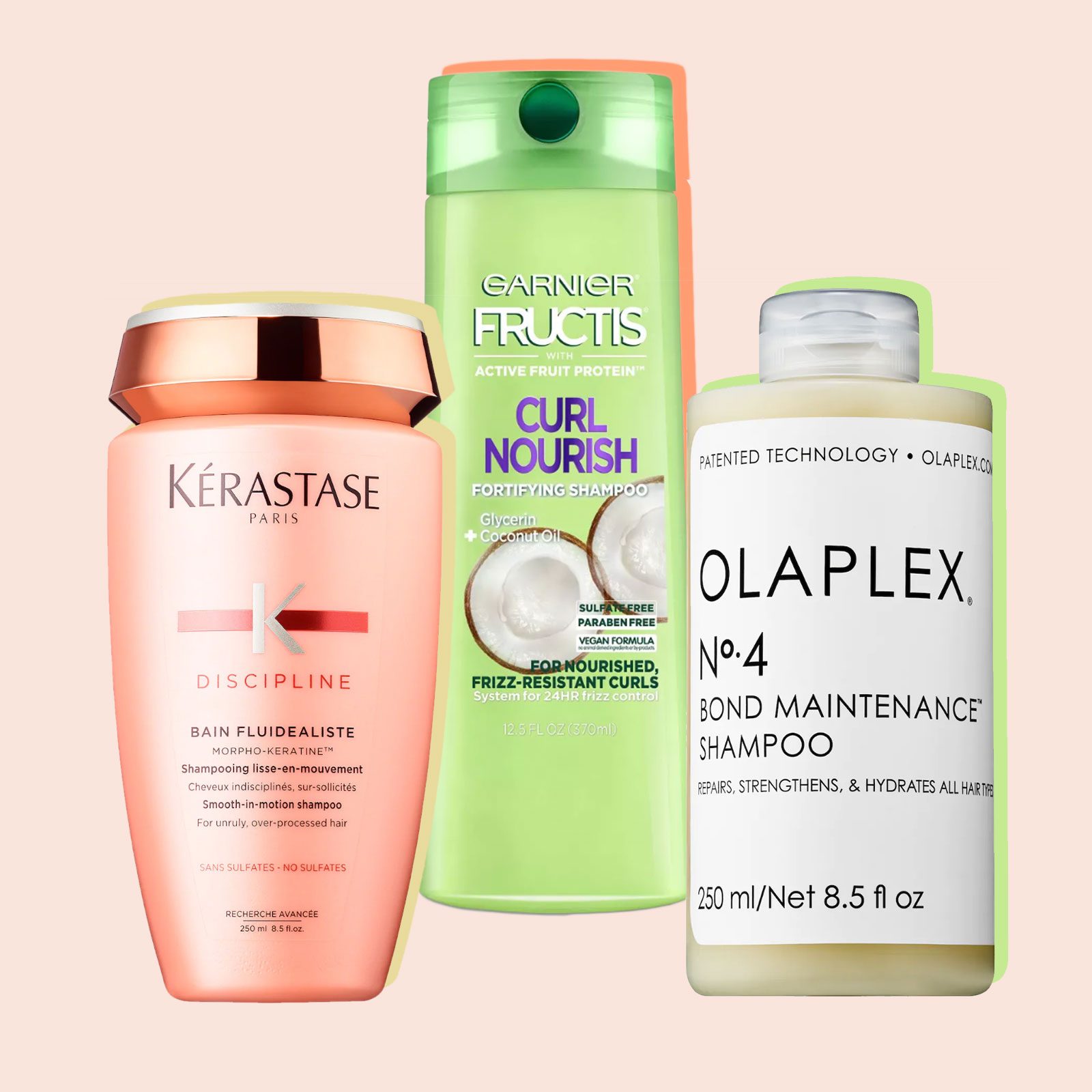 Colorful image of three different shampoos from this list