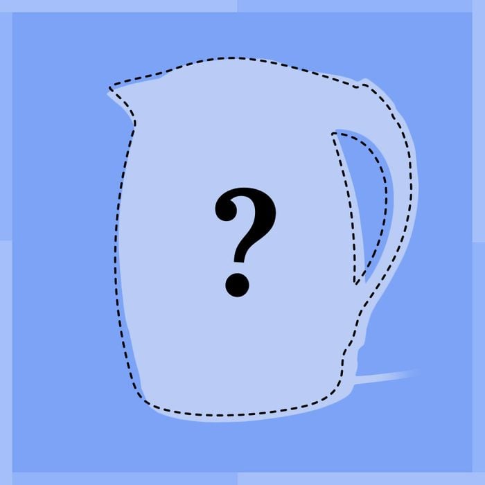 Outline of tea kettle with question mark in middle