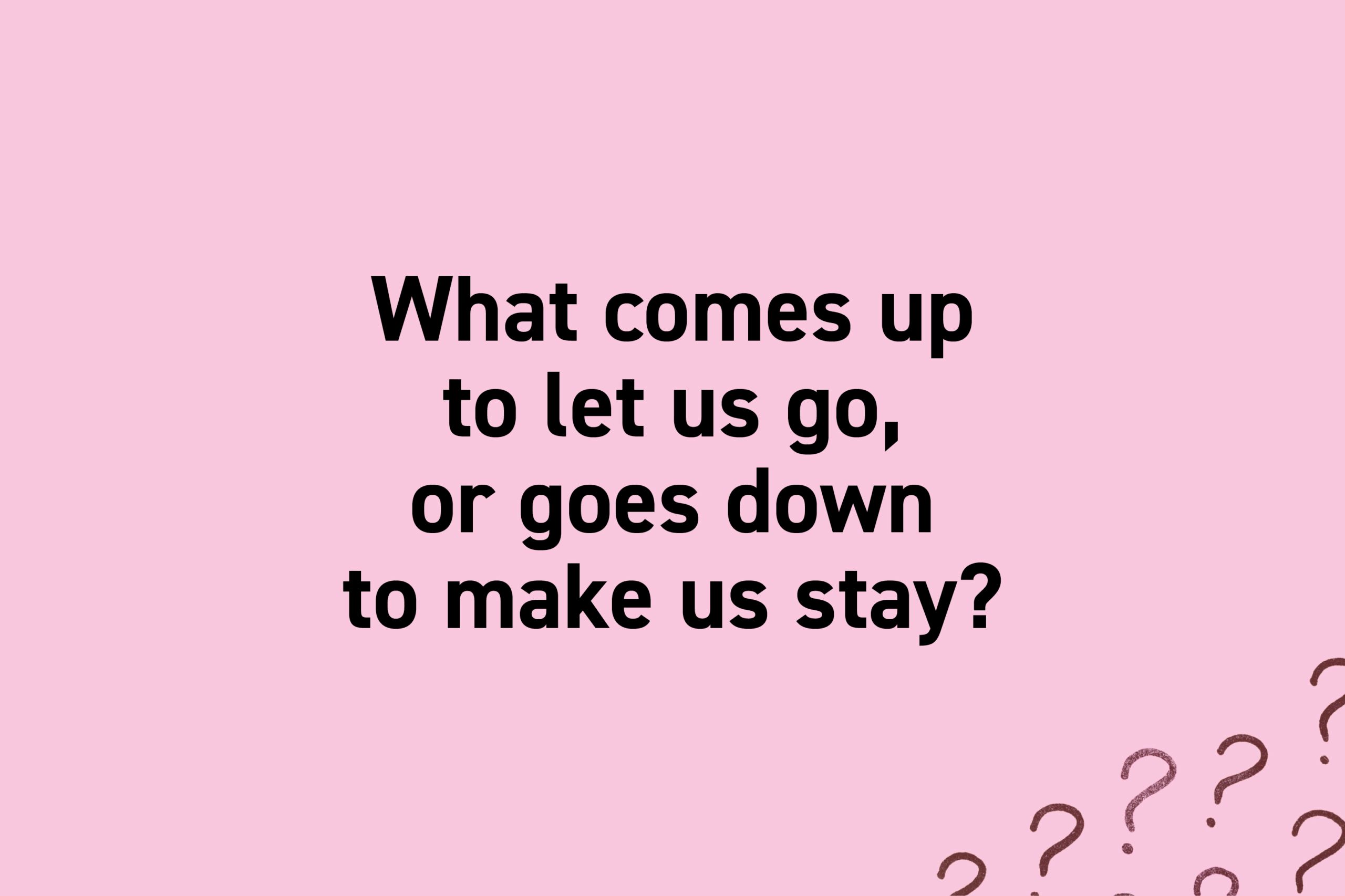 What comes up to let us go, or goes down to make us stay?