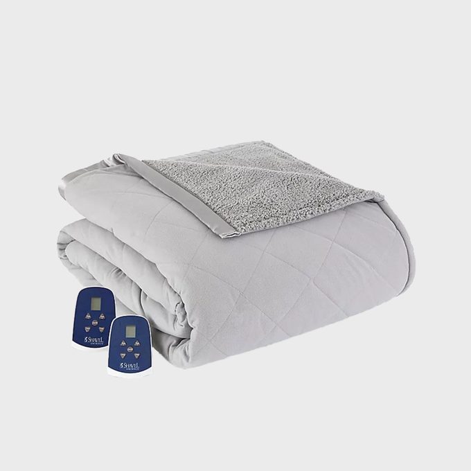 Micro Flannel Quilted Reverse To Sherpa Electric Heated Blanket