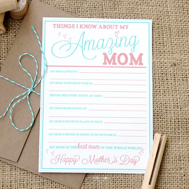 Things I know about my mom mothers day card
