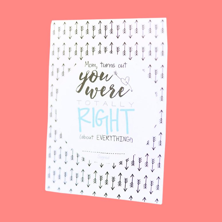 you were right mothers day card