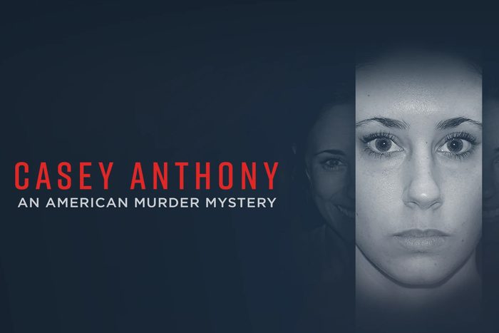 Photo of women staring into camera next to text "Casey Anthony: An American Murder Mystery"