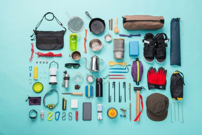 Camping equipment knolling style