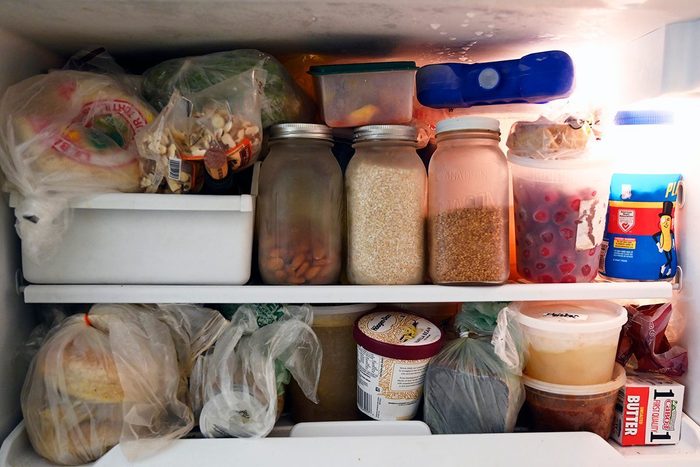 freezer full of various food