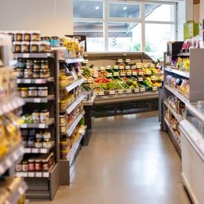 Grocery store with variety of products on shelves