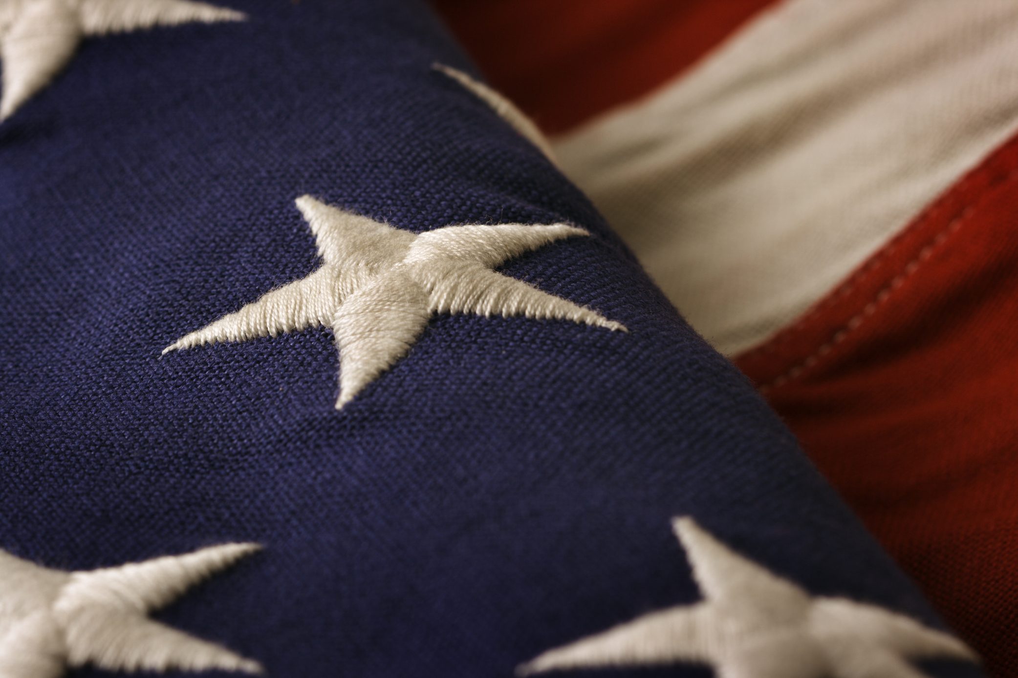 Weathered U S Flag Close-up