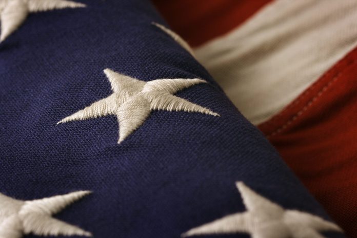 Weathered U S Flag Close-up