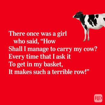 Quirky limerick about a girl and her cow