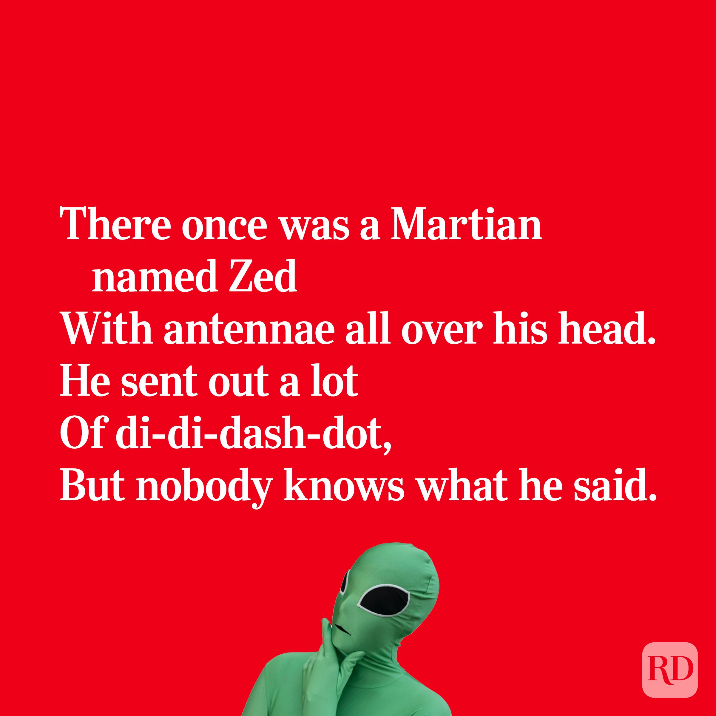 Quirky limerick about a Martian named Zed