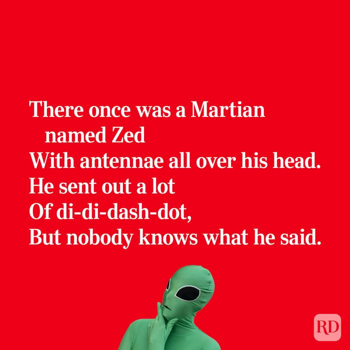 Quirky limerick about a Martian named Zed