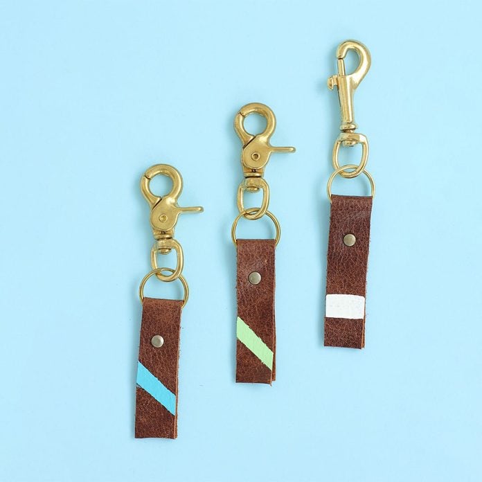 Modern leather keychain for Dad