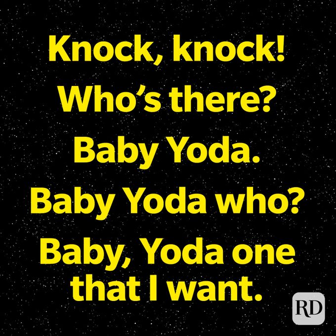 Knock Knock Baby Yoda One I Want star wars pun