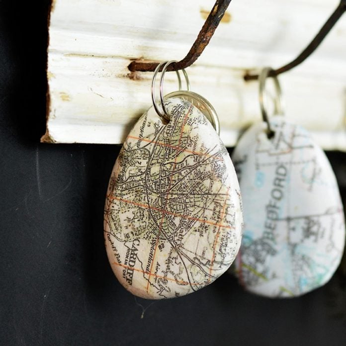 Map rock keychain for Dad