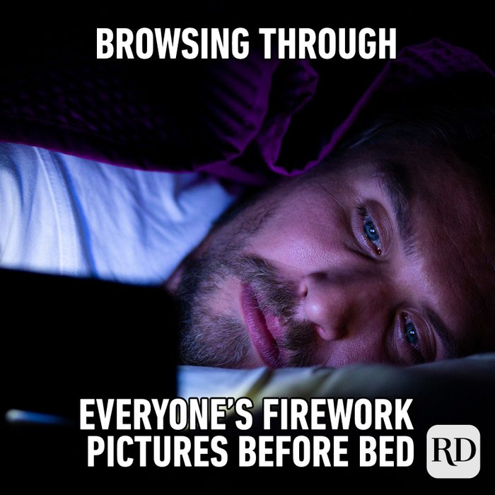 Meme text: Browsing through everyone’s firework pictures before bed