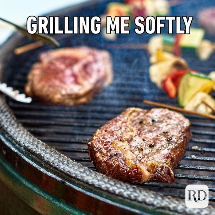 Meme text: Grilling me softly
