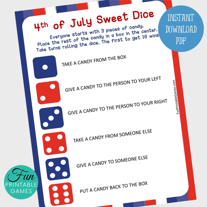 4th Of July Sweet Dice Ecomm Via Etsy