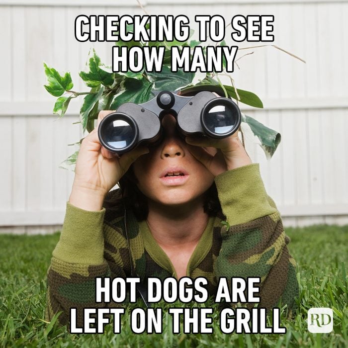meme text: Checking To See How Many Hot Dogs Are Left On The Grill
