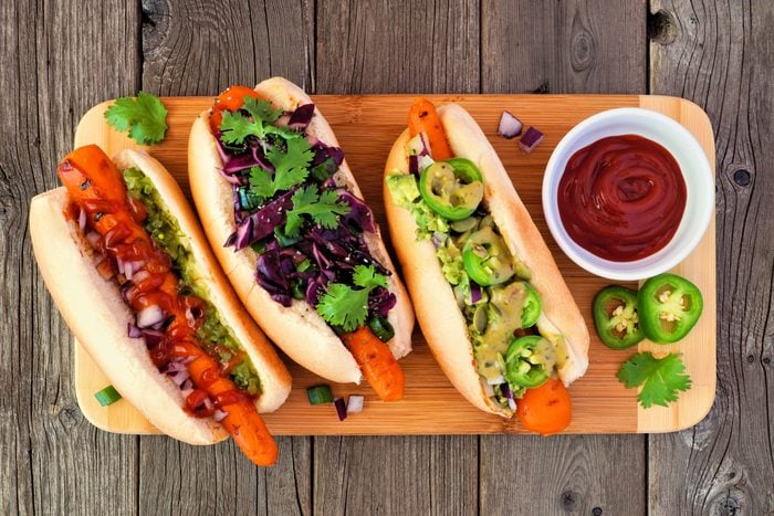 hot dogs with a variety of unconventional toppings