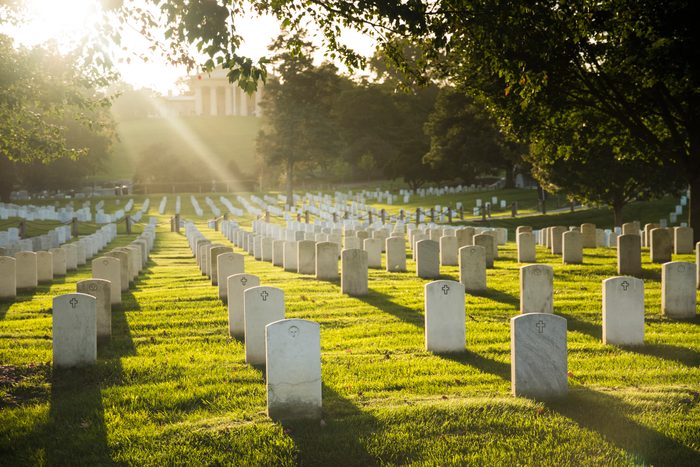 Sun sets over Arlington Cemetery