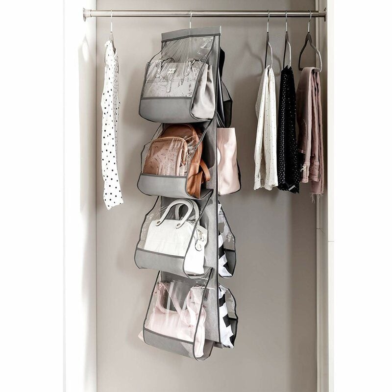Rotatable Hanging Purse Handbag Holder Storage Closet Rod Hanger Organizer Rack 