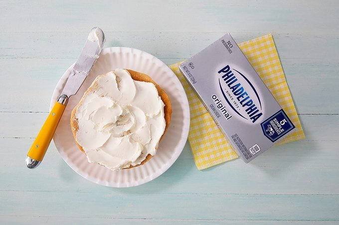 Kraft Philadelphia Cream Cheese On Bagel And In Package