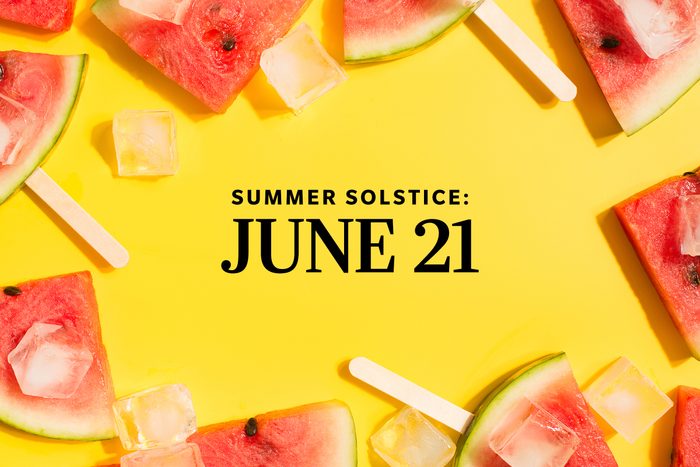 Summer Solstice Date for 2022 on a summery yellow background
