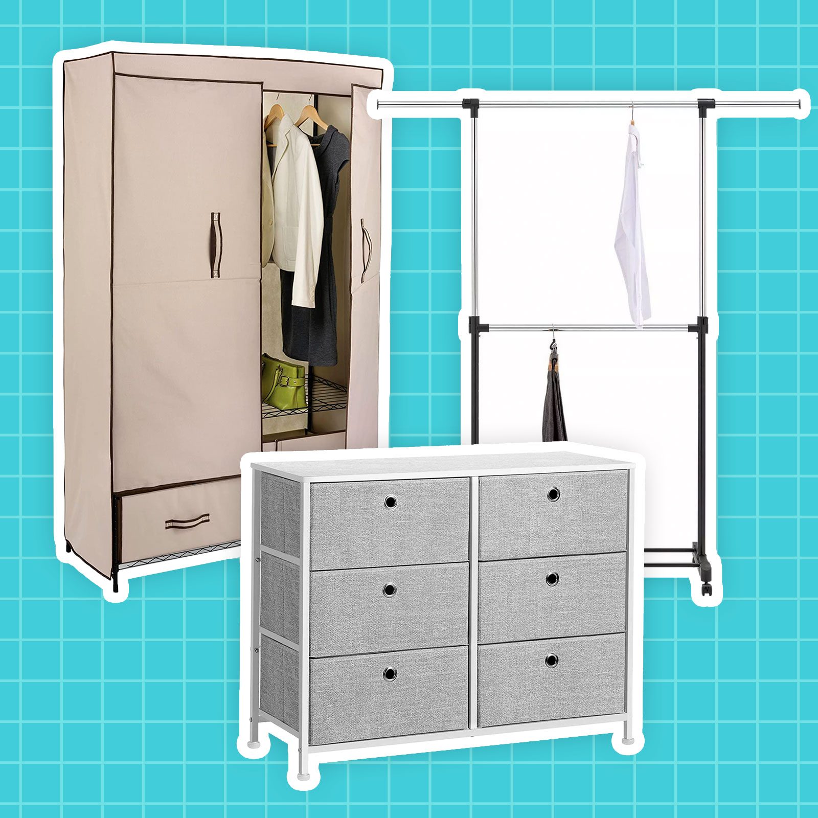 Travel Collapsible Wardrobe with Drawers and Hanging Rail Cupboard Small