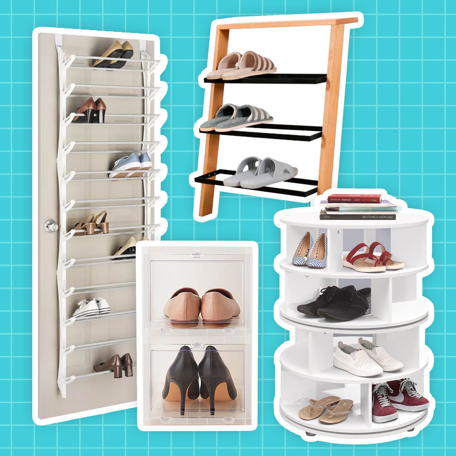 Portable Shoe Rack Storage Organizer Shoe Box Storage System with Doors Black 
