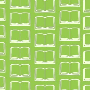 Open books in repeated pattern on green background