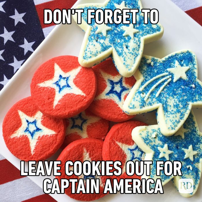 meme text: Don't Forget To Leave Cookies Out For Captain America