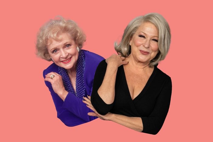 golden girl betty white collaged with bette midler
