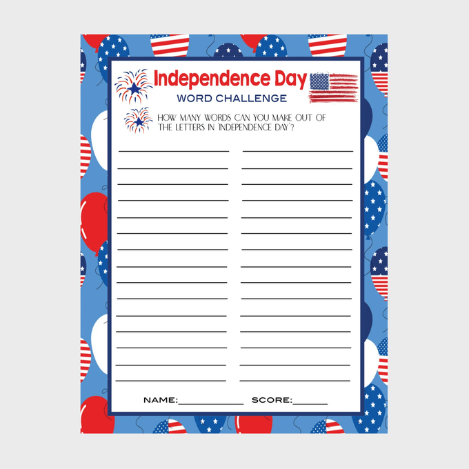 Independence Day July 4th Word Challenge Ecomm Via Etsy