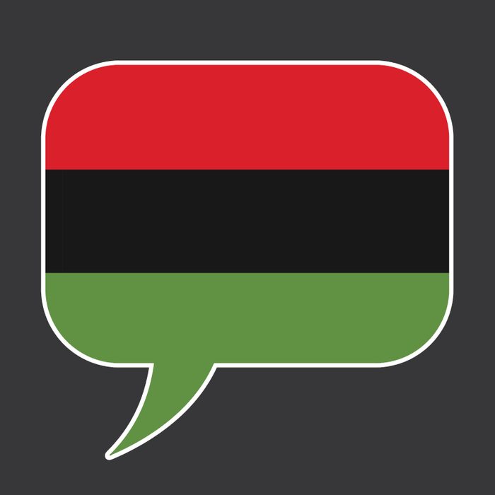 Pan-African flag in speech bubble