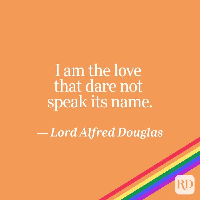 Douglas quote on orange with rainbow accent