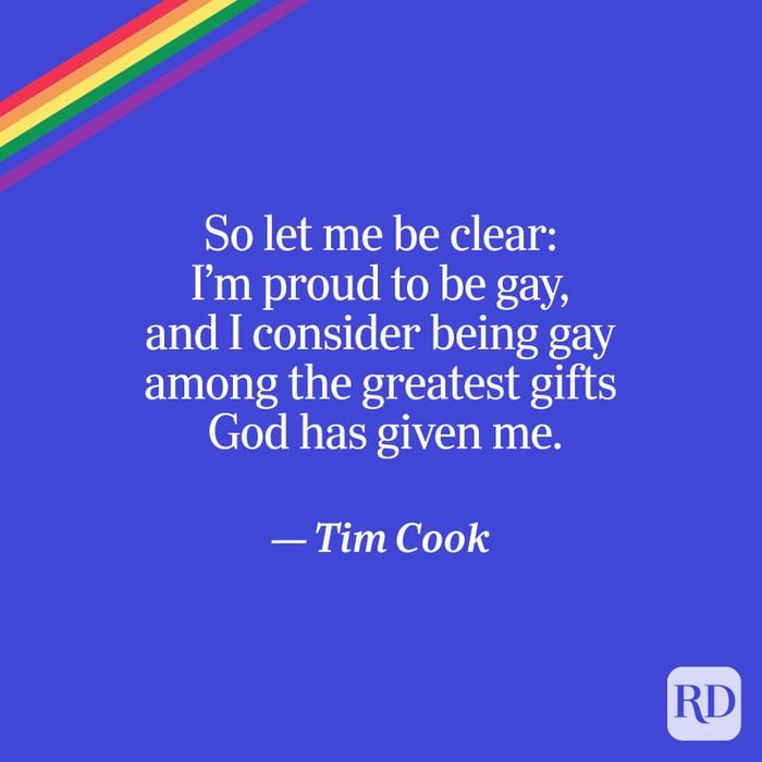 Cook quote on blue with rainbow accent