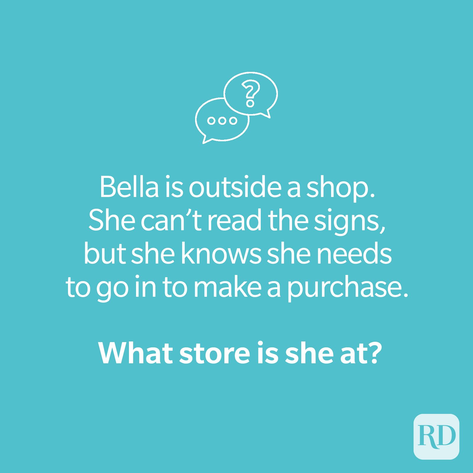 Store riddle on teal