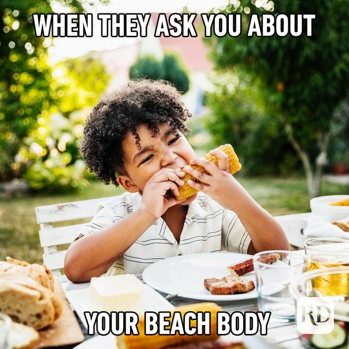 Meme text: When they ask you about your beach body