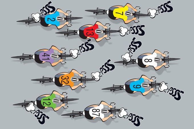 Ilustración de ciclistas numerados
