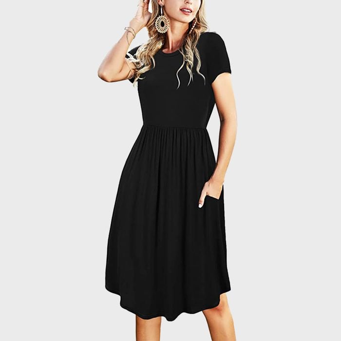 Simier Fariry Comfy Midi Casual Dress with Pockets