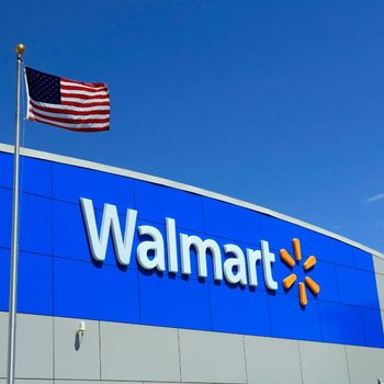 Wal-Mart logo at store entrance