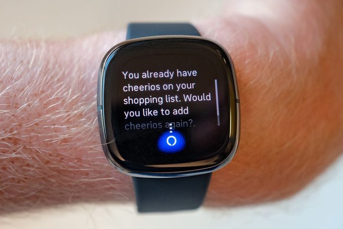 Amazon alexa interaction on a Fitbit Sense smartwatch