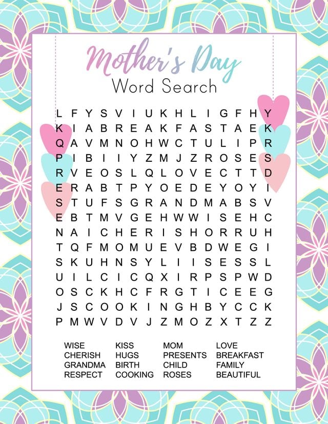 mothers day word search puzzle