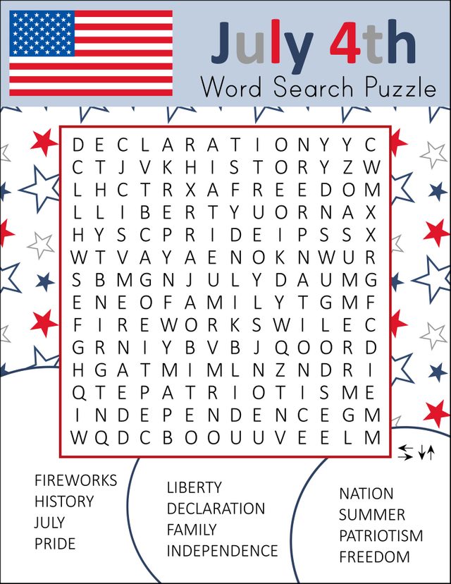 july 4th word search puzzle