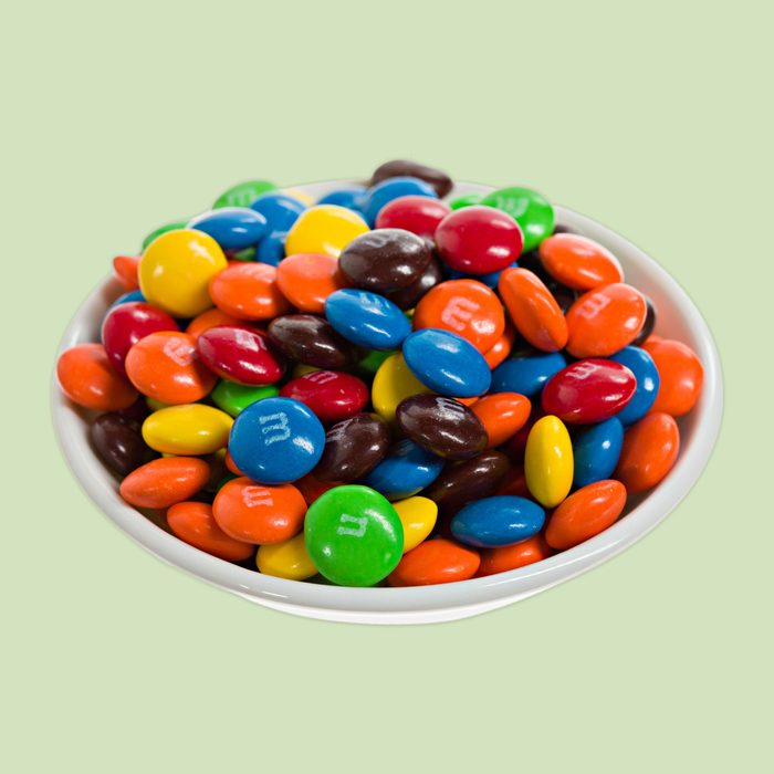 bowl of m&ms candy