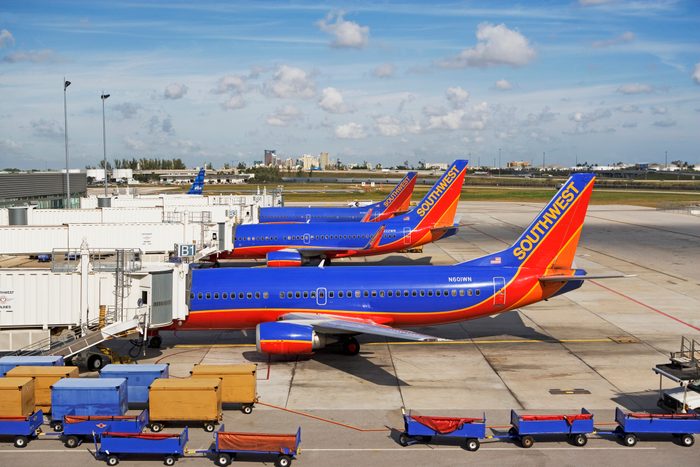 Southwest Airlines Airplanes Docked at Palm Beach Airport