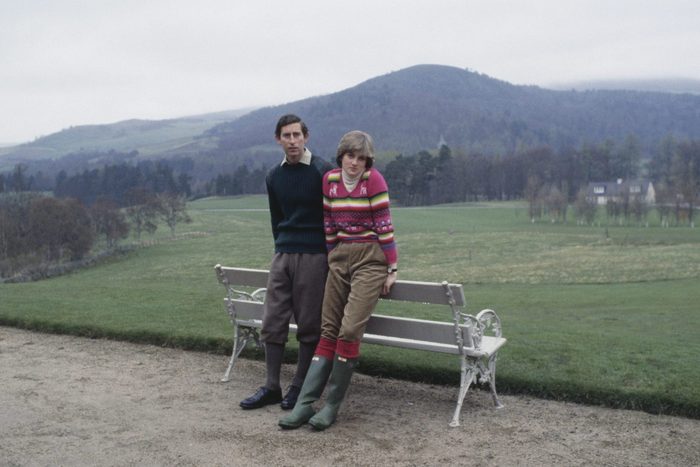 Prince Charles, Prince of Wales with his fiance Lady Diana Spencer during a photocall before their wedding while staying at Craigowan Lodge on the Balmoral Estate in Scotland, 6th May 1981.